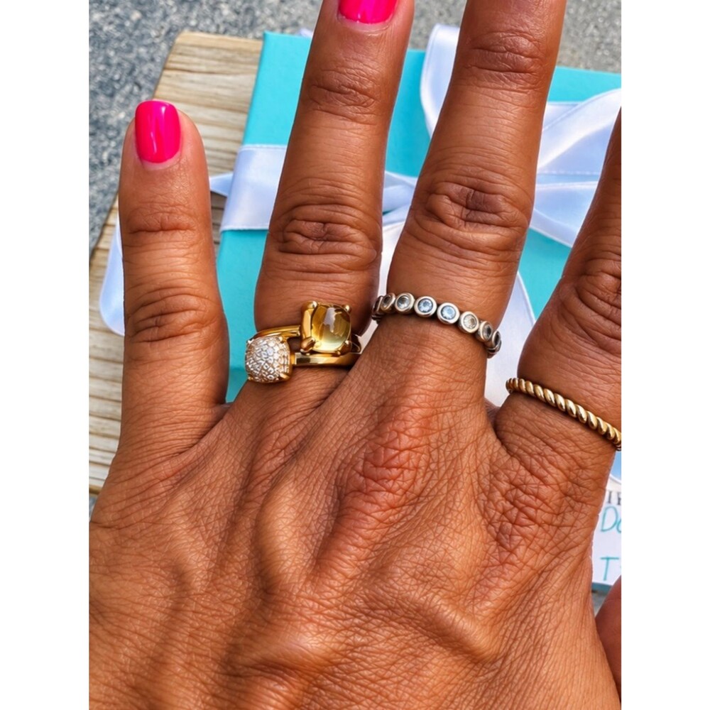 EXT RARE Tiffany & Co. 18k Lemon Quartz Paloma Picasso Sugar Stacks Ring, Sz 5